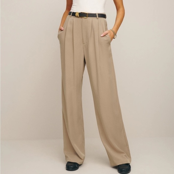 REFORMATION Mason Pant In Khaki - Picture 1 of 8